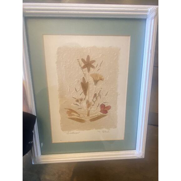 Vintage Framed Dried Wildflowers-Painted Over & Signed By Artist 1991 9x11 Frame - Picture 1 of 8